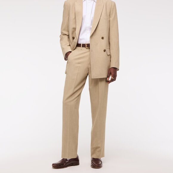 Abercrombie Collins Tailored Linen-Blend Pleated Suit Pant in beige texture - Picture 1 of 12